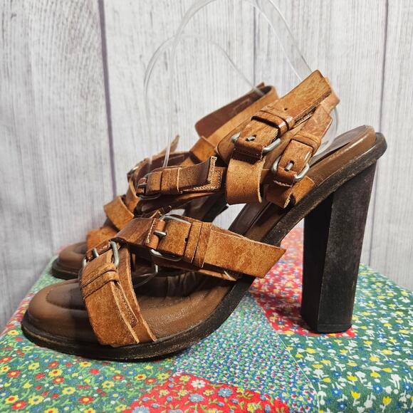 VTG 2003 Balenciaga Nicholas Ghesquière Runway Leather Strappy Heels, size 40 - Picture 6 of 11